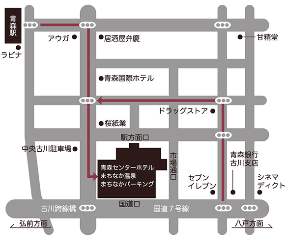車でホテルまで行く案内マップイラスト
