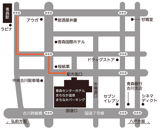 徒歩でホテルまで行く案内マップイラスト