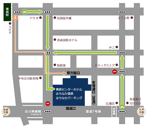 車でホテルに行く案内マップイラスト